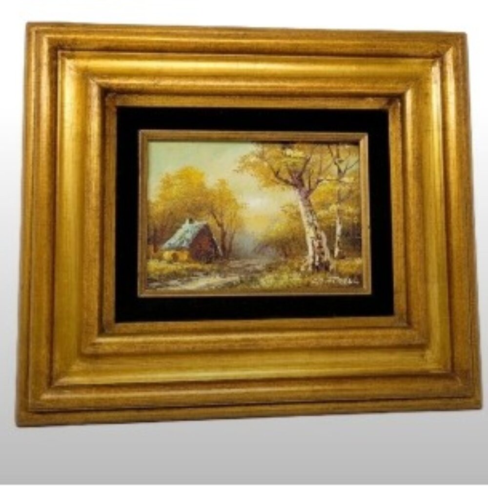 Phillip Cantrell Signed Oil Painting Gilded Framed 12x14 Autumn Landscape